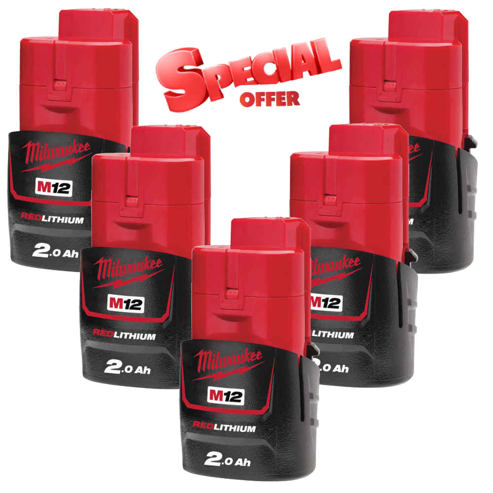 OFFERTA SPECIALE 5 BATTERIE 12V 2.0Ah MILWAUKEE ORIGINALI